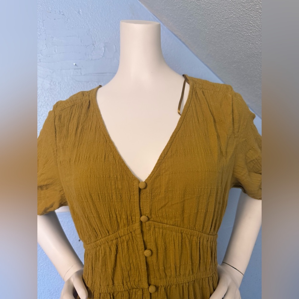 Lucky Brand Mustard Button-Front Maxi Dress - Picture 3 of 9